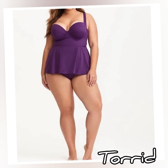 torrid Other - Torrid Purple Peplum Push-Up Demi Swimsuit